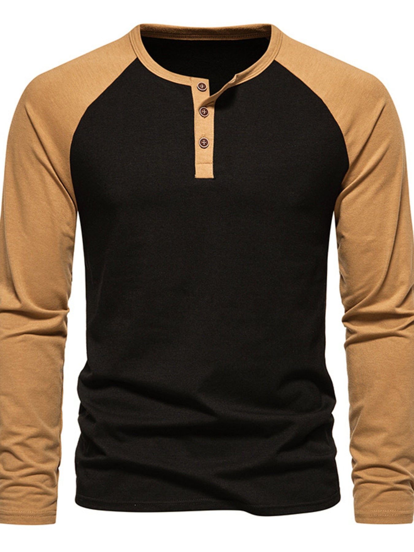 Men's Casual Henley Long Sleeve T-Shirt - cas7m