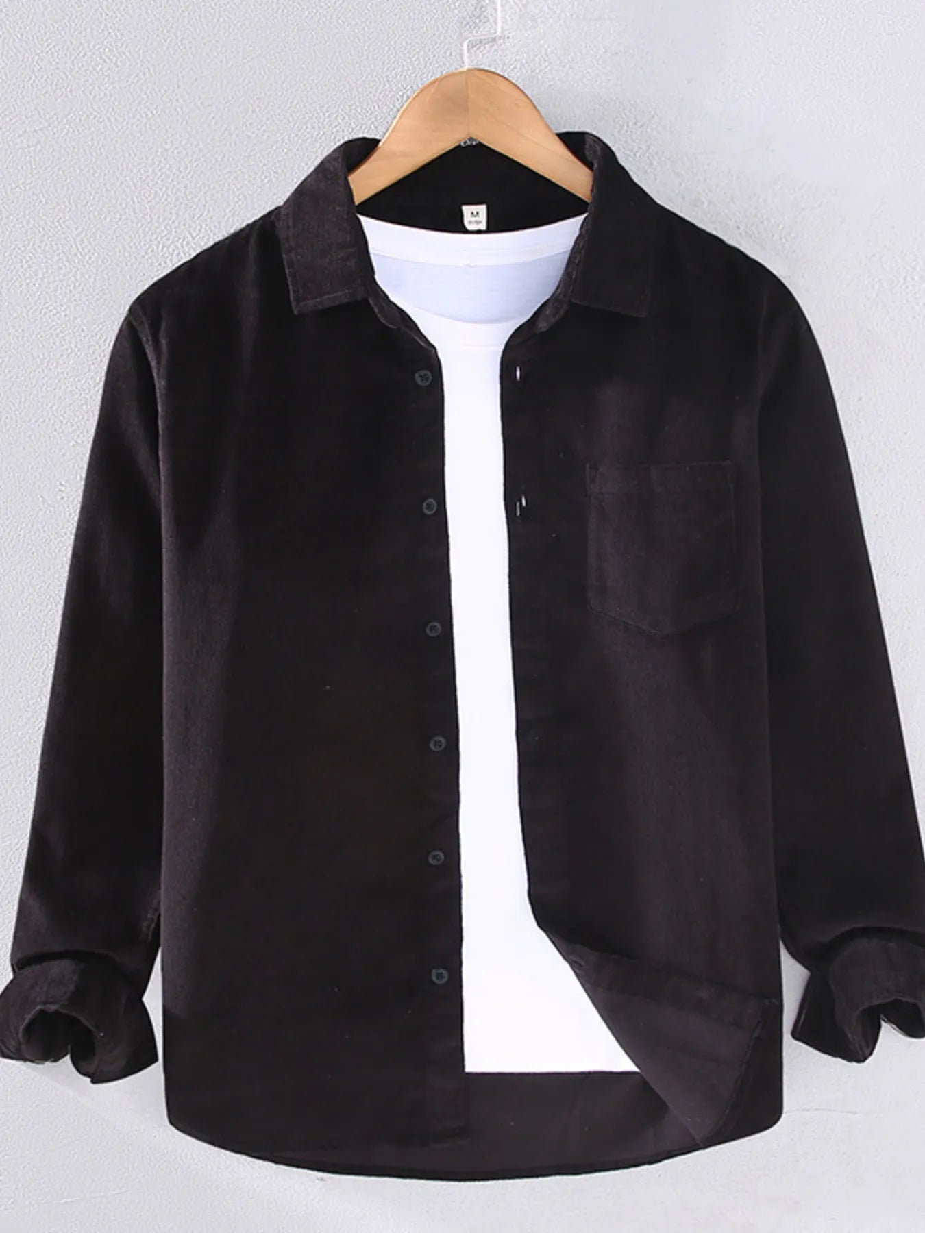 Men's Plus Size Button Up Long Sleeve Shirt - cas7m