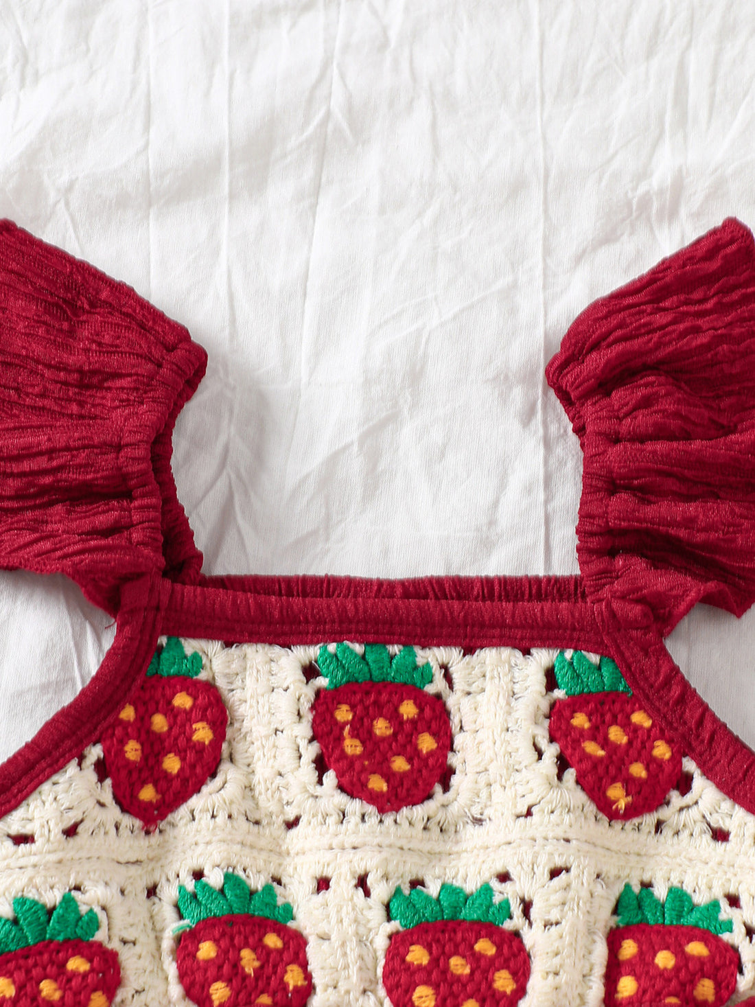 Children's Crochet Ruffle Trim Jumpsuit - cas7m