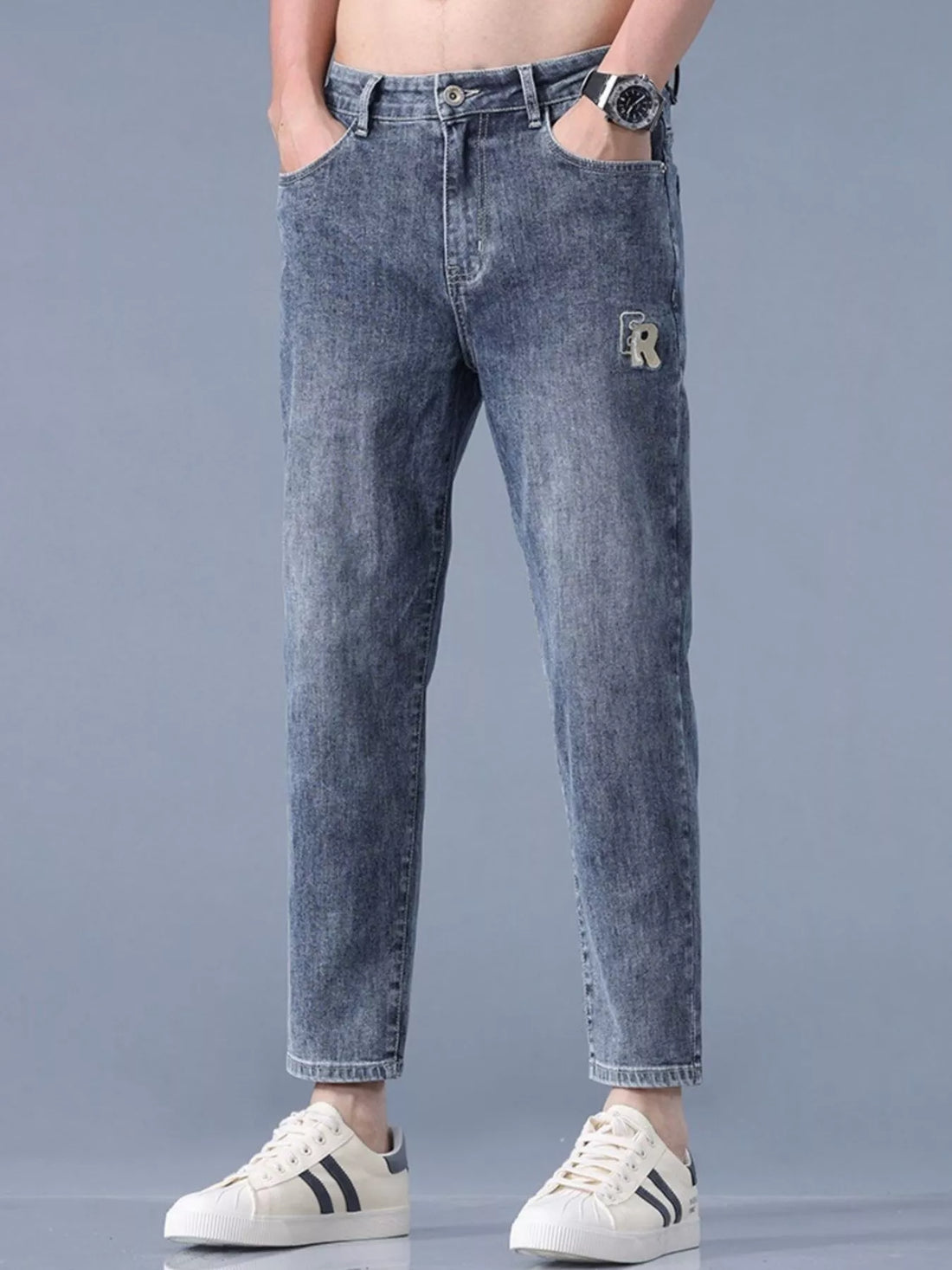 Men's Straight-Leg Wash Jeans - cas7m