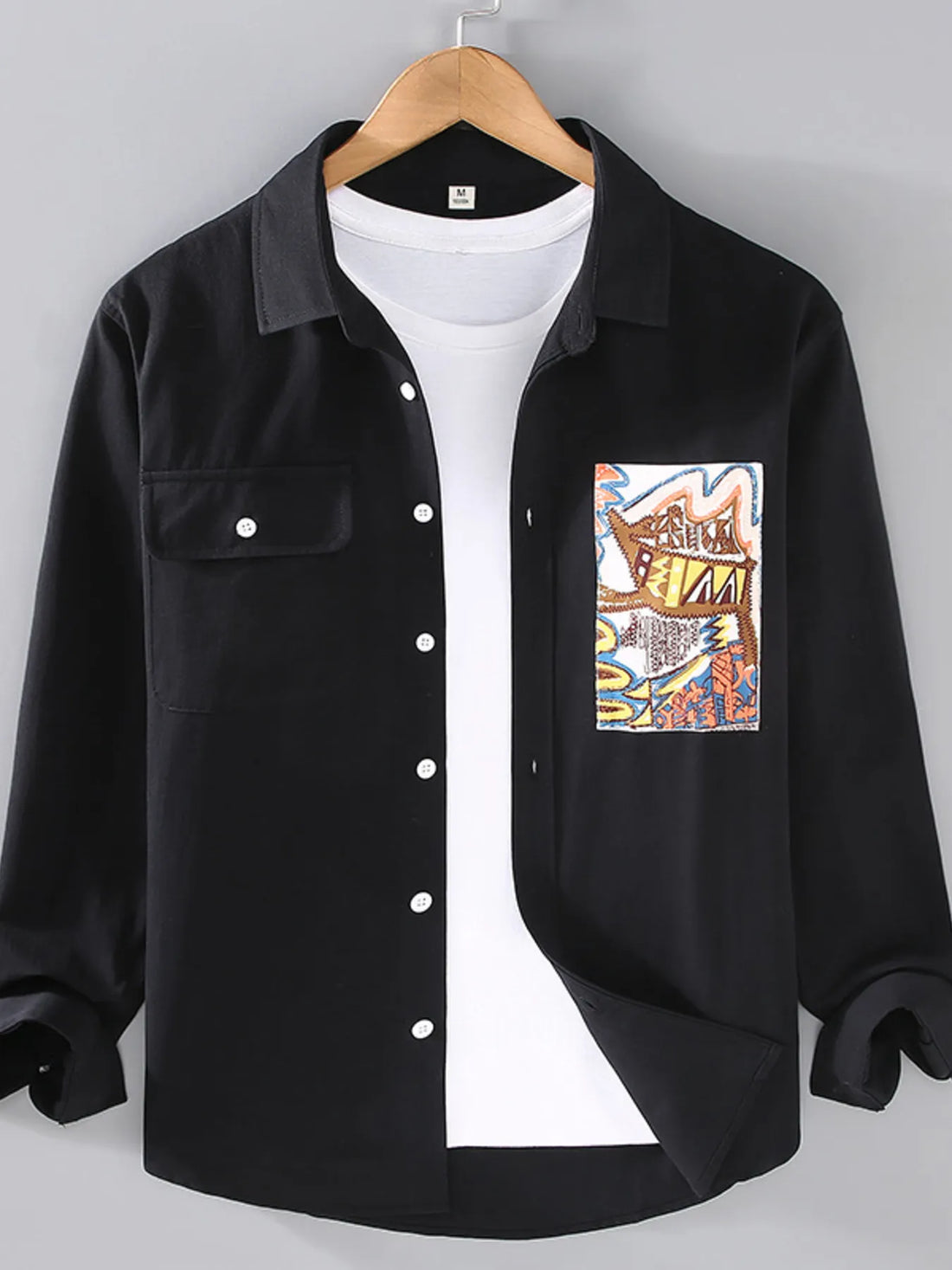 Men's Plus Size Button Up Long Sleeve Shirt - cas7m