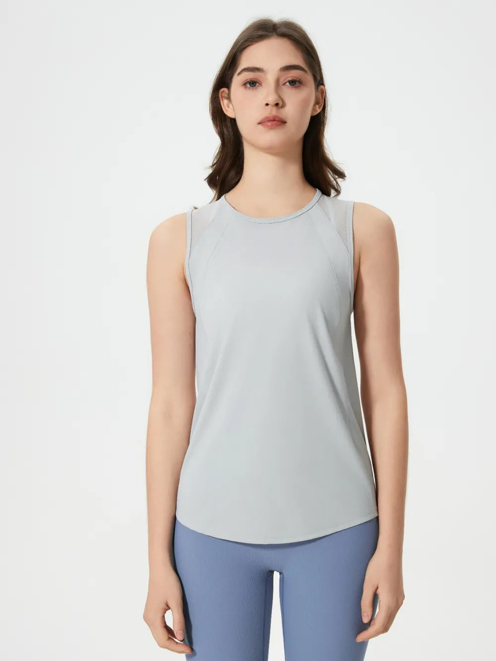 Millennia Cutout Back Round Neck Active Tank - cas7m