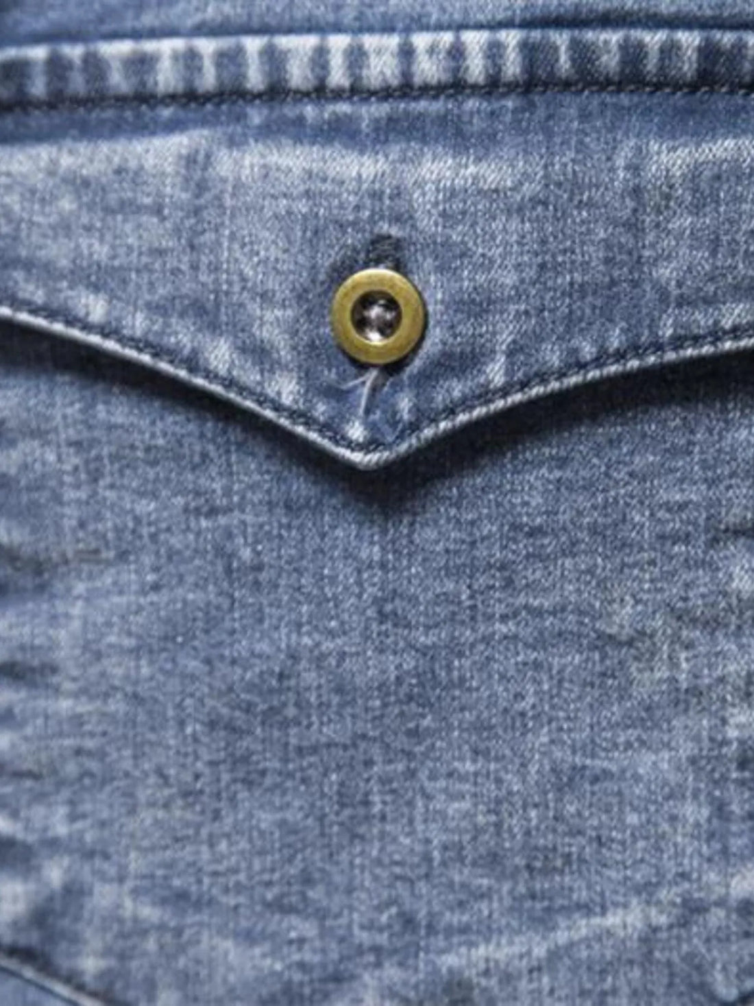 Men's Button Up Long Sleeve Denim Shirt - cas7m