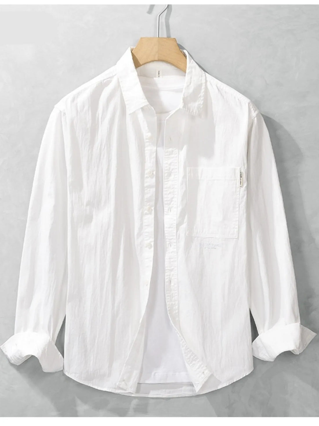 Men's Plus Size Button Up Long Sleeve Shirt - cas7m
