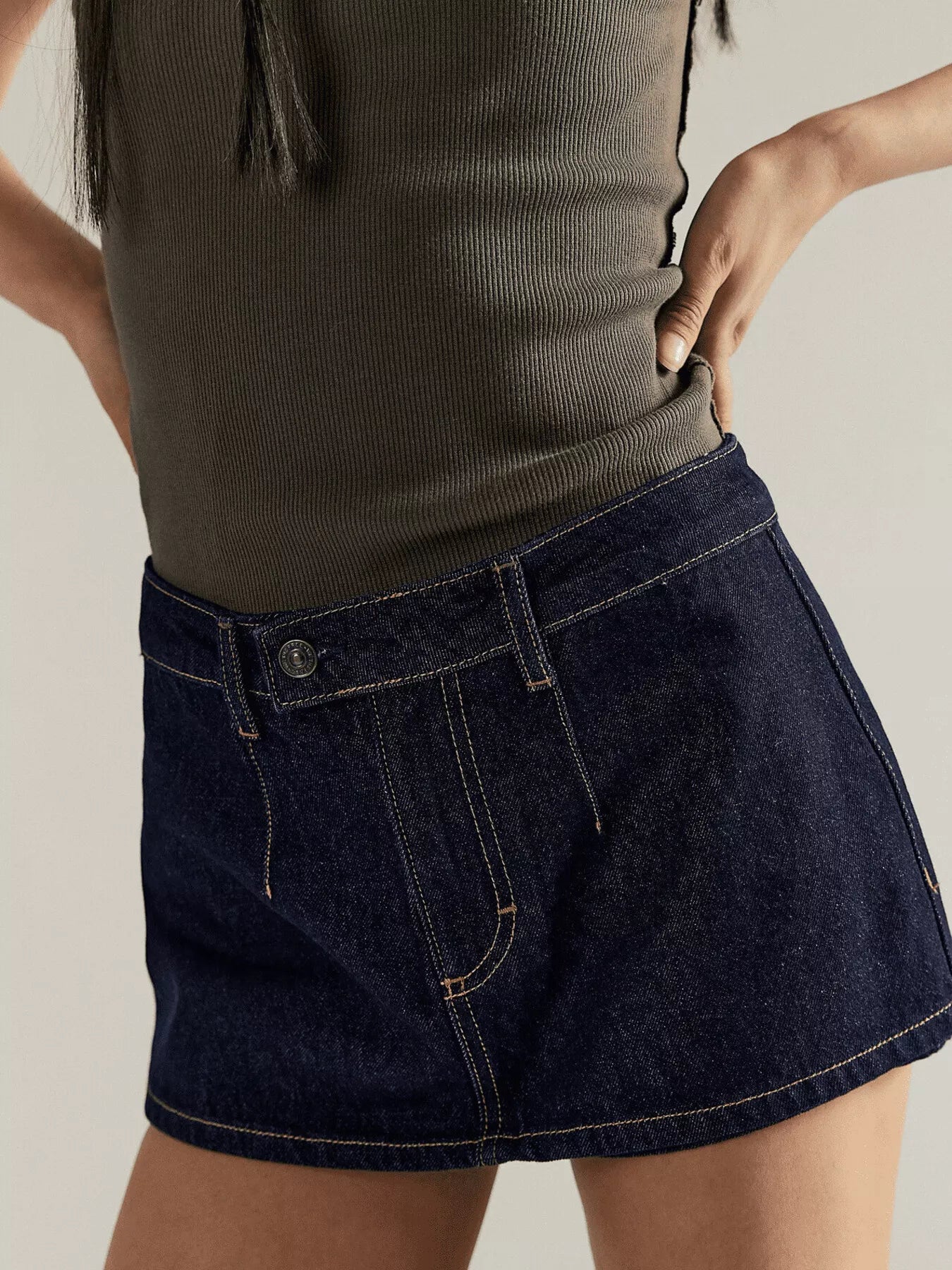 Classic Wash Denim Mini Skort - cas7m