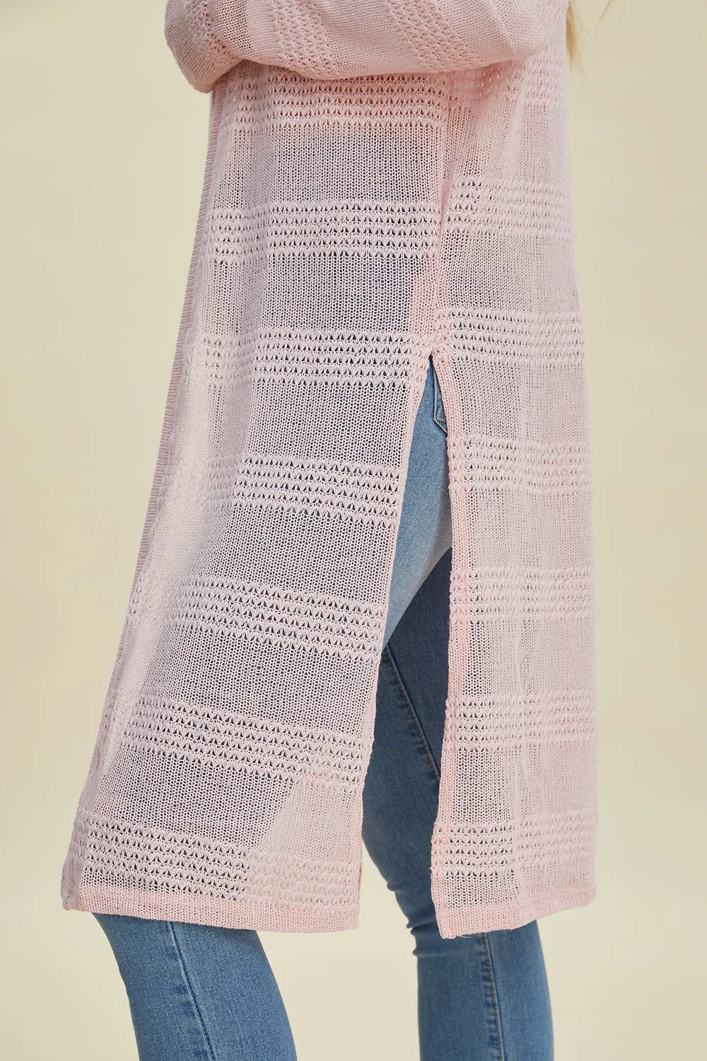 Double Take Full Size Open Front Longline Cardigan - cas7m