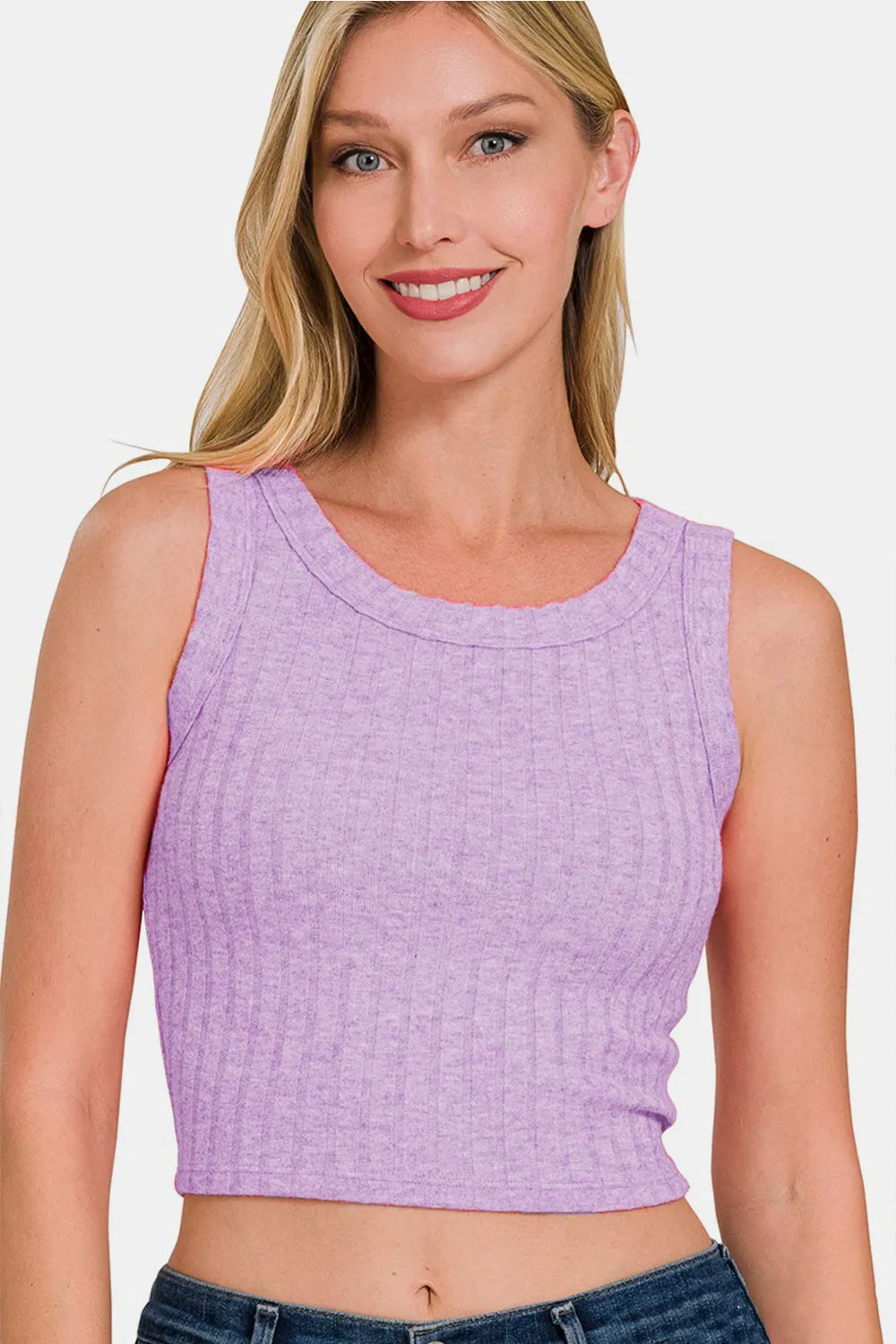 Zenana Ribbed Cropped Tank - cas7m