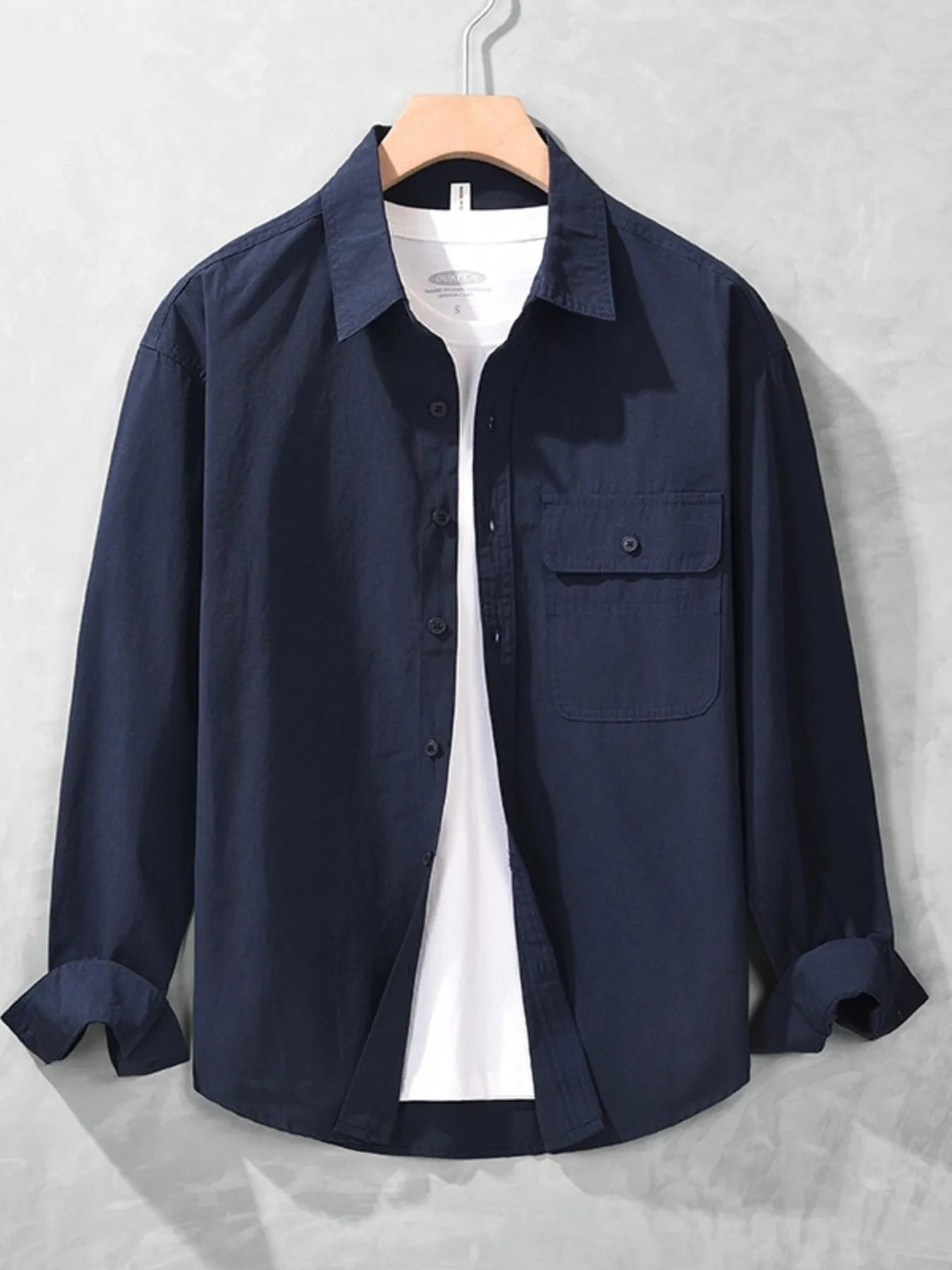 Men's Plus Size Button Up Long Sleeve Shirt - cas7m