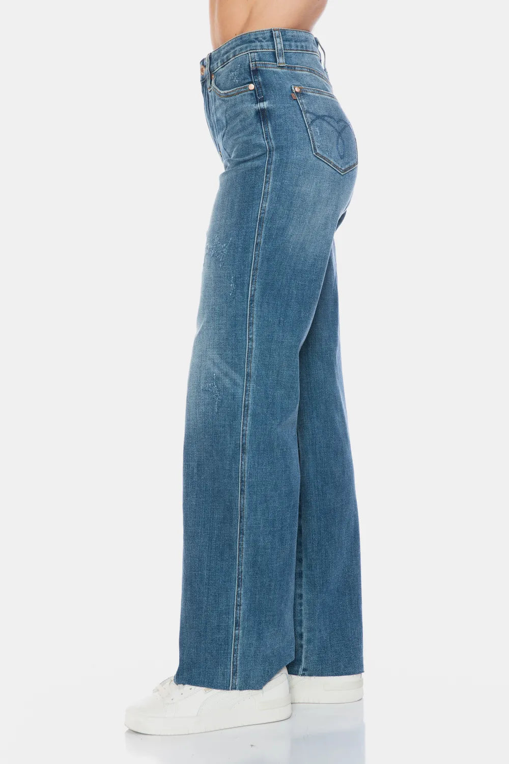 Judy Blue Full Size Tummy Control Cut Raw Hem Straight Jeans - cas7m