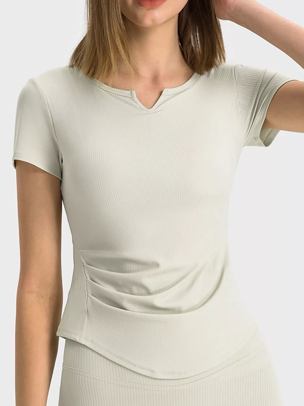 Millennia Notched Short Sleeve Active T-Shirt - cas7m