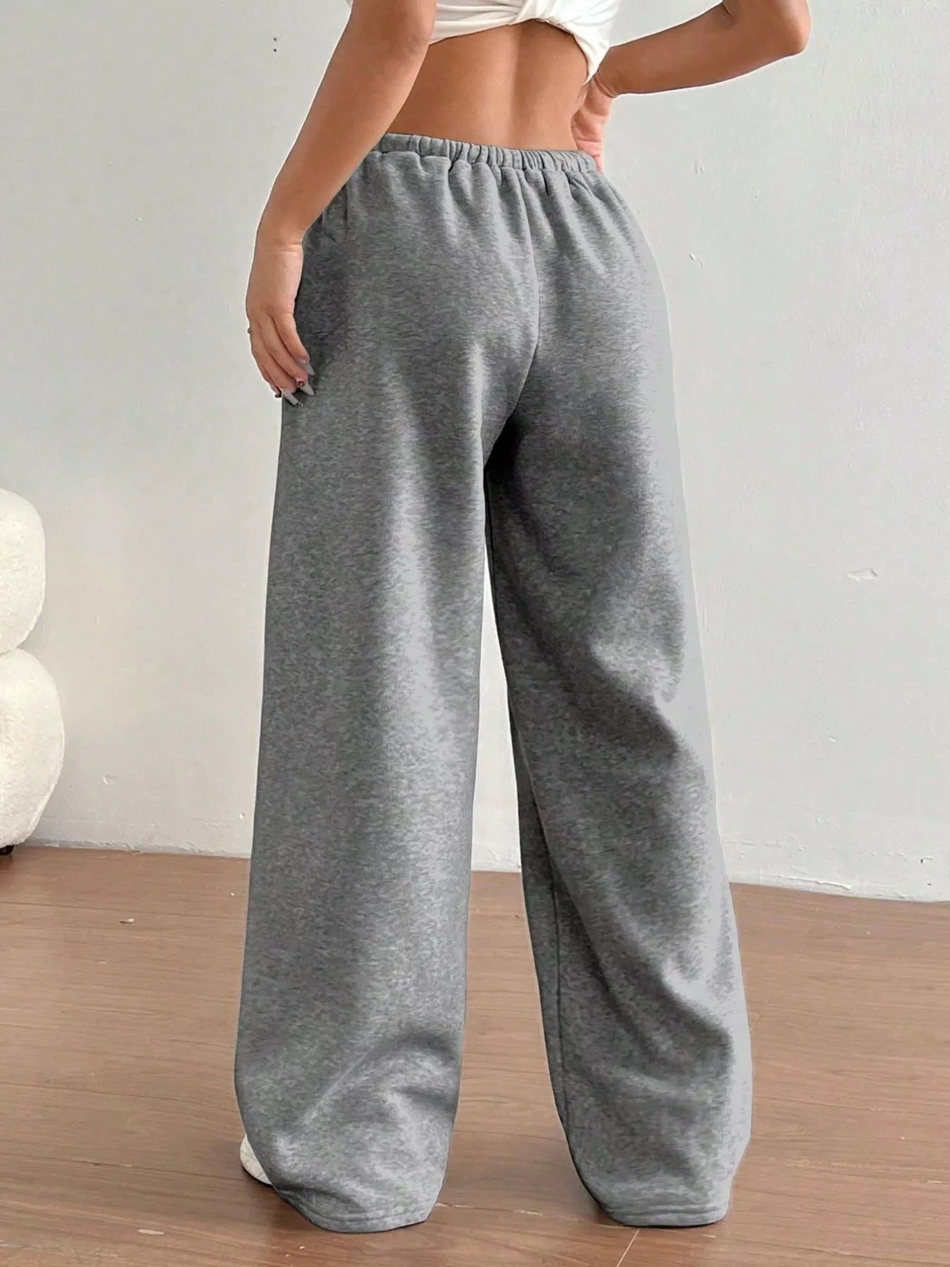 Casual Drawstring High Waist Wide Leg Sweatpants - cas7m