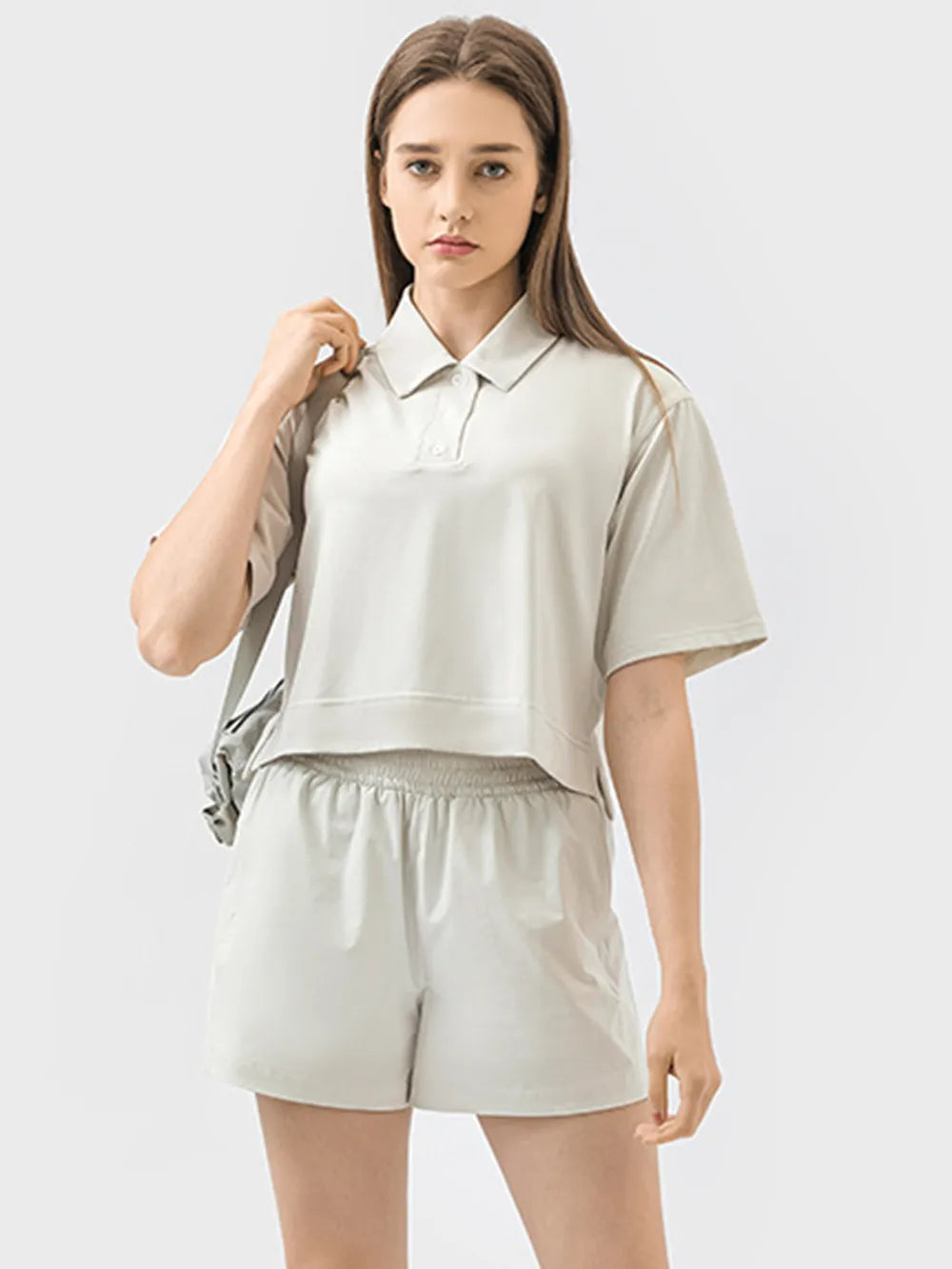 Millennia Half Button Short Sleeve Active T-Shirt - cas7m
