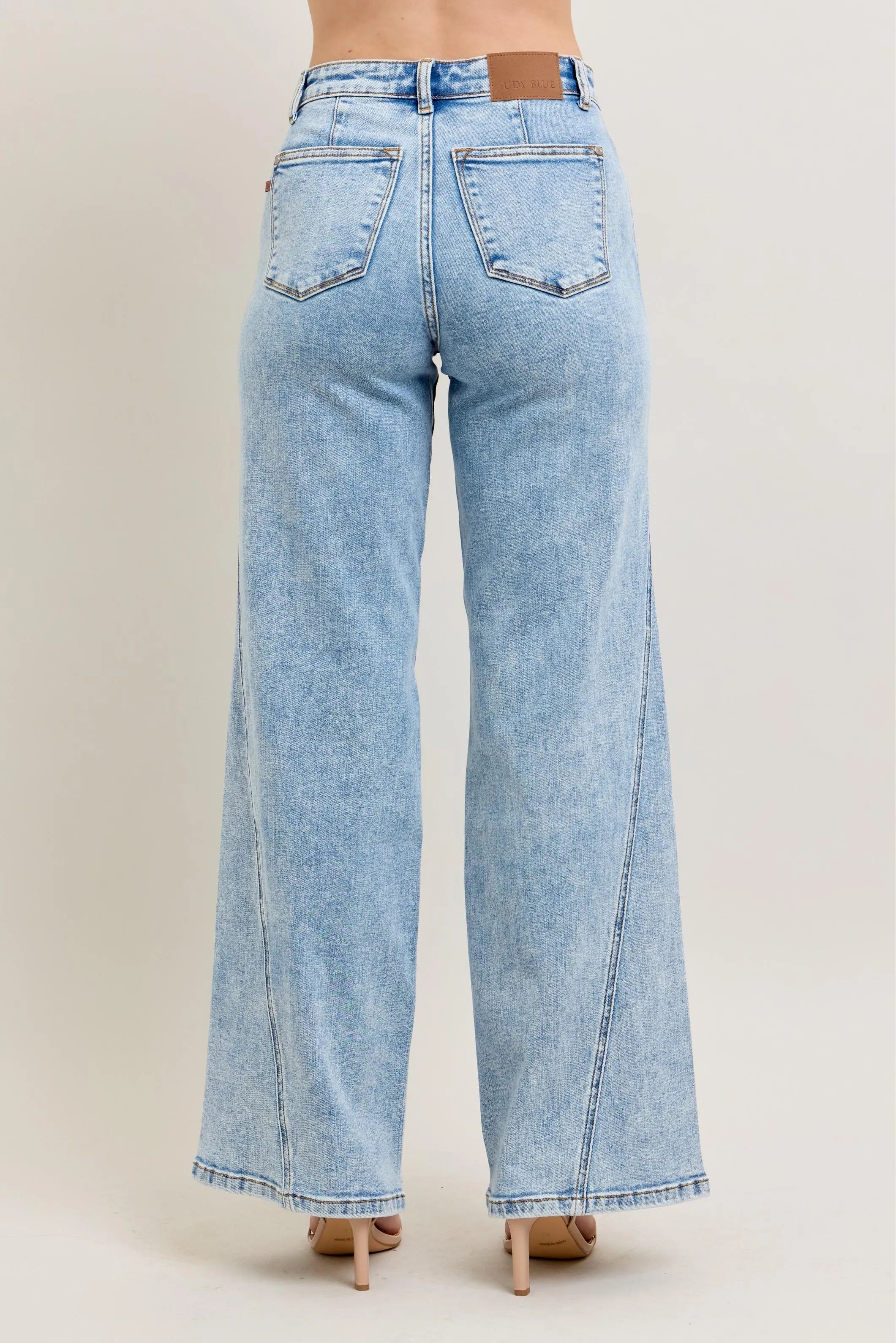 Judy Blue Full Size High Waist Wide Leg Jeans with Skewed Inseam Plus Size - cas7m
