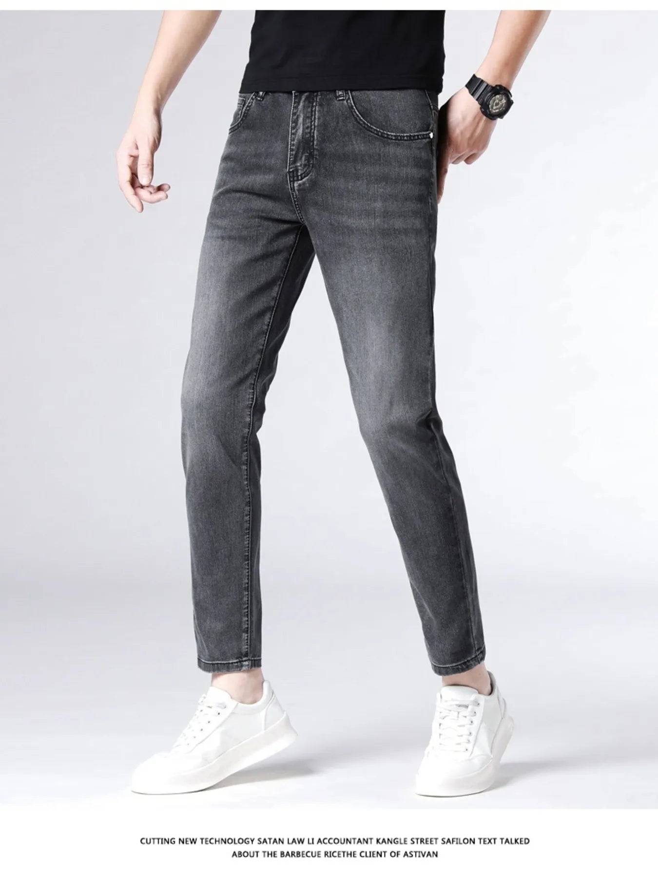 Men's Washed Slim Fit Jeans - cas7m
