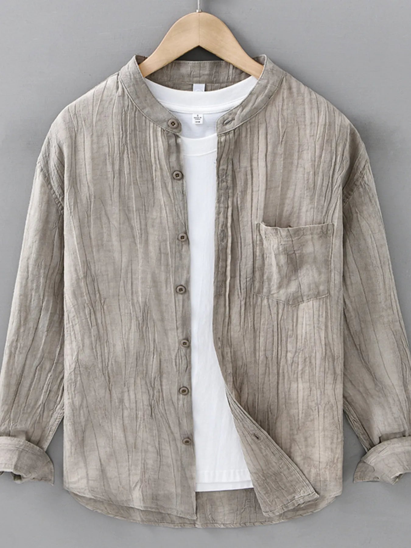 Men's Plus Size Button Up Long Sleeve Shirt - cas7m