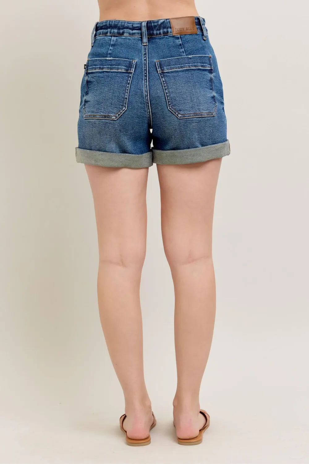 Judy Blue Full Size High Rise Cuff Denim Shorts Plus Size - cas7m