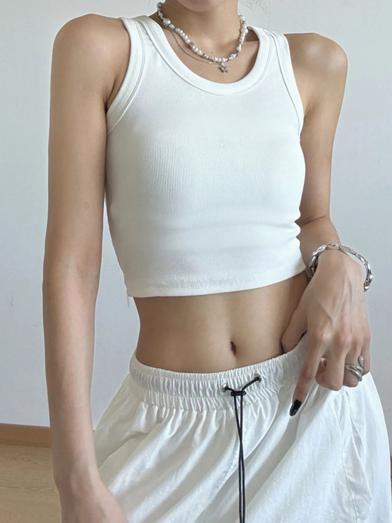 Ribbed Crop Tank Top - cas7m
