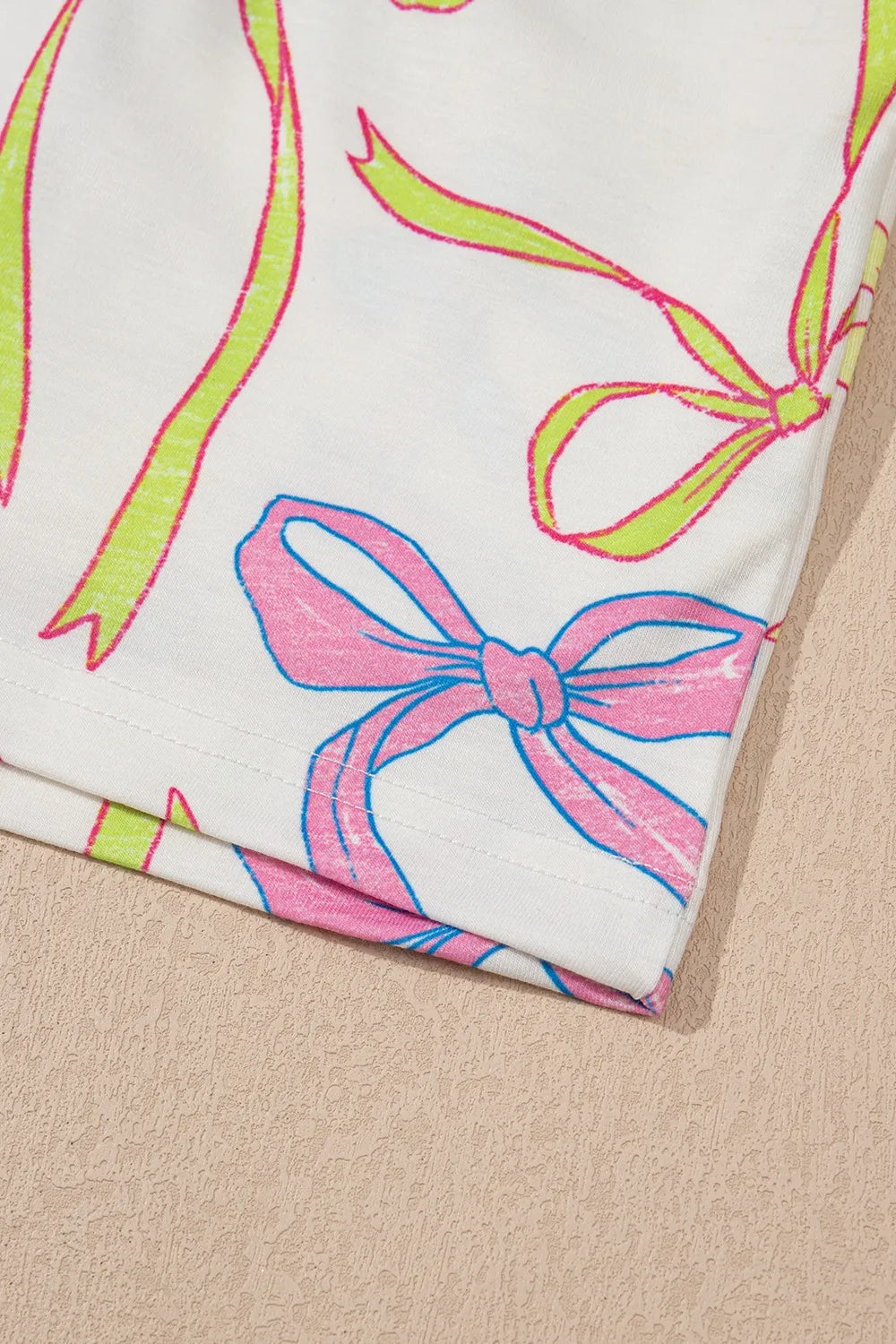 Cheerful Bow Print Elastic Pull On Casual Shorts - cas7m