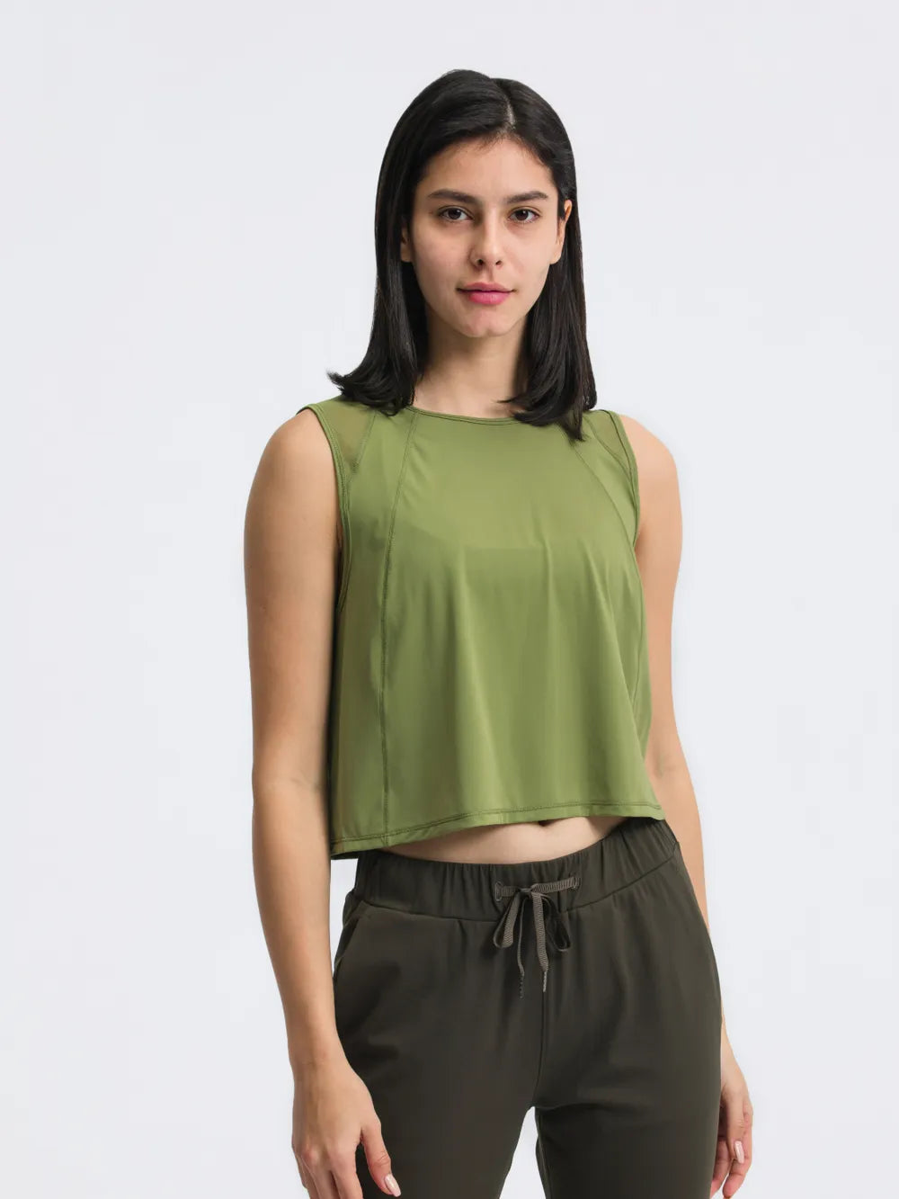 Millennia Round Neck Cropped Active Tank - cas7m