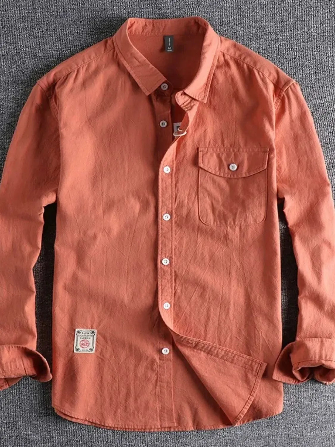 Men's Plus Size Button Down Long Sleeve Shirt - cas7m
