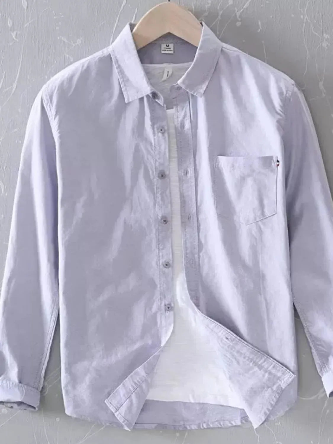 Men's Plus Size Button Up Long Sleeve Shirt - cas7m