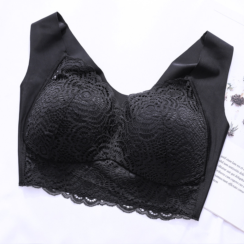 Sports Seamless Vest Bra for Women, Plus Size, Wire-free, Lace, Full Cup - cas7m