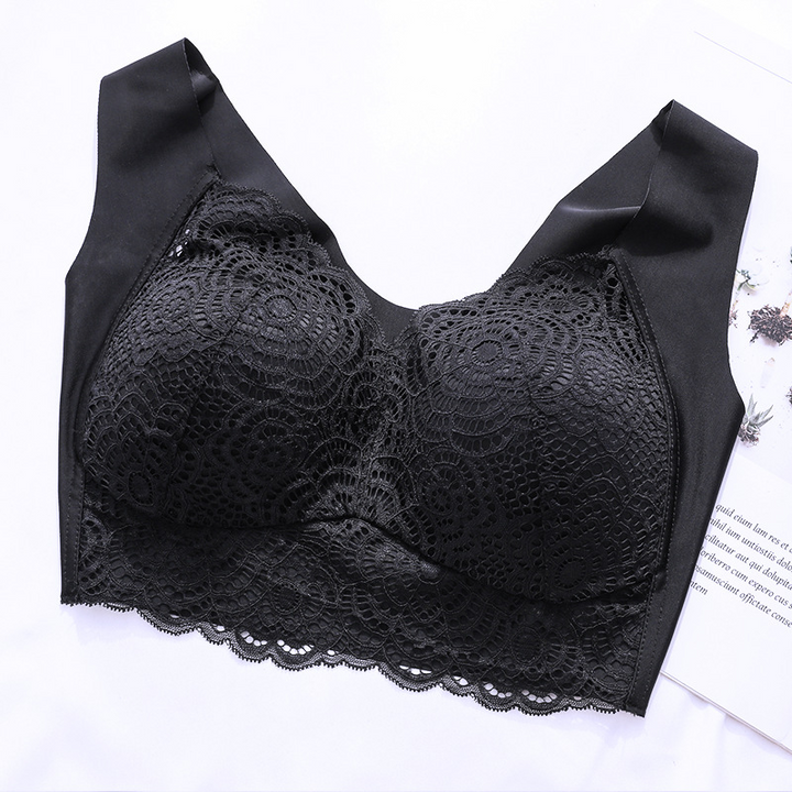 Sports Seamless Vest Bra for Women, Plus Size, Wire-free, Lace, Full Cup - cas7m