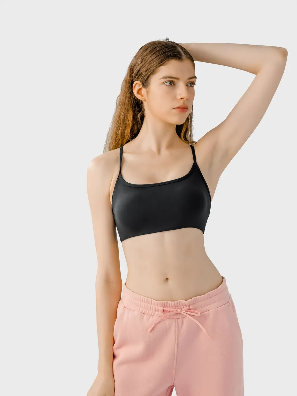 Millennia Crisscross Back Scoop Neck Active Cami with Detachable Chest Pads - cas7m