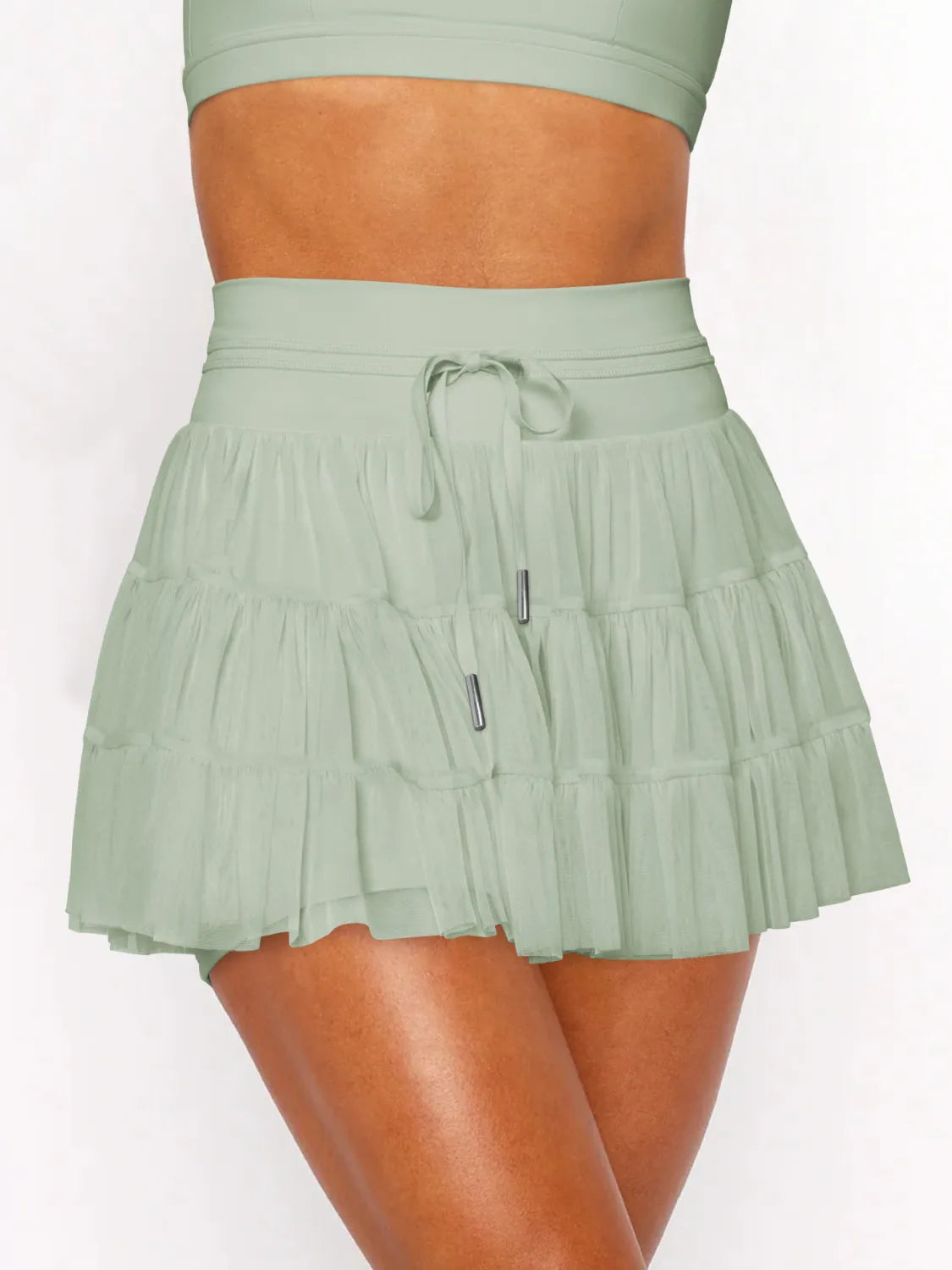 Ruched Mini Skort with Pockets - cas7m