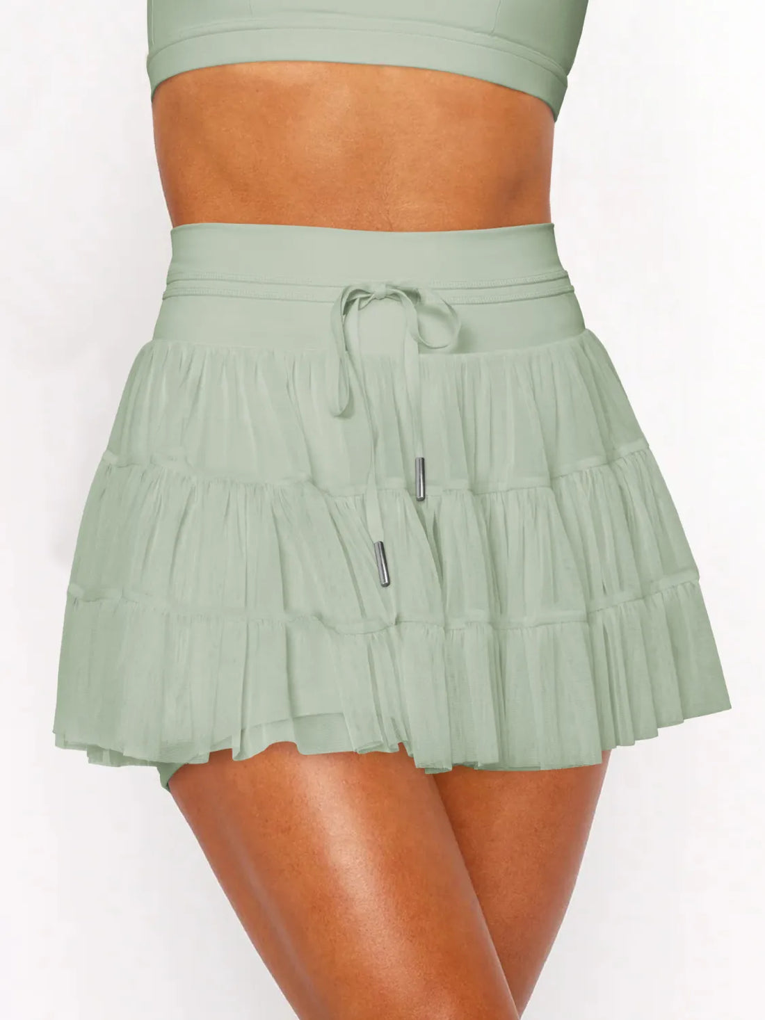 Ruched Mini Skort with Pockets - cas7m