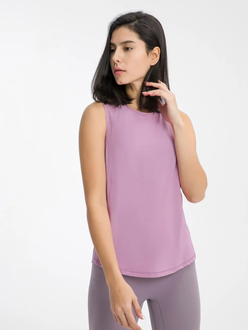 Millennia Cutout Back Round Neck Active Tank - cas7m