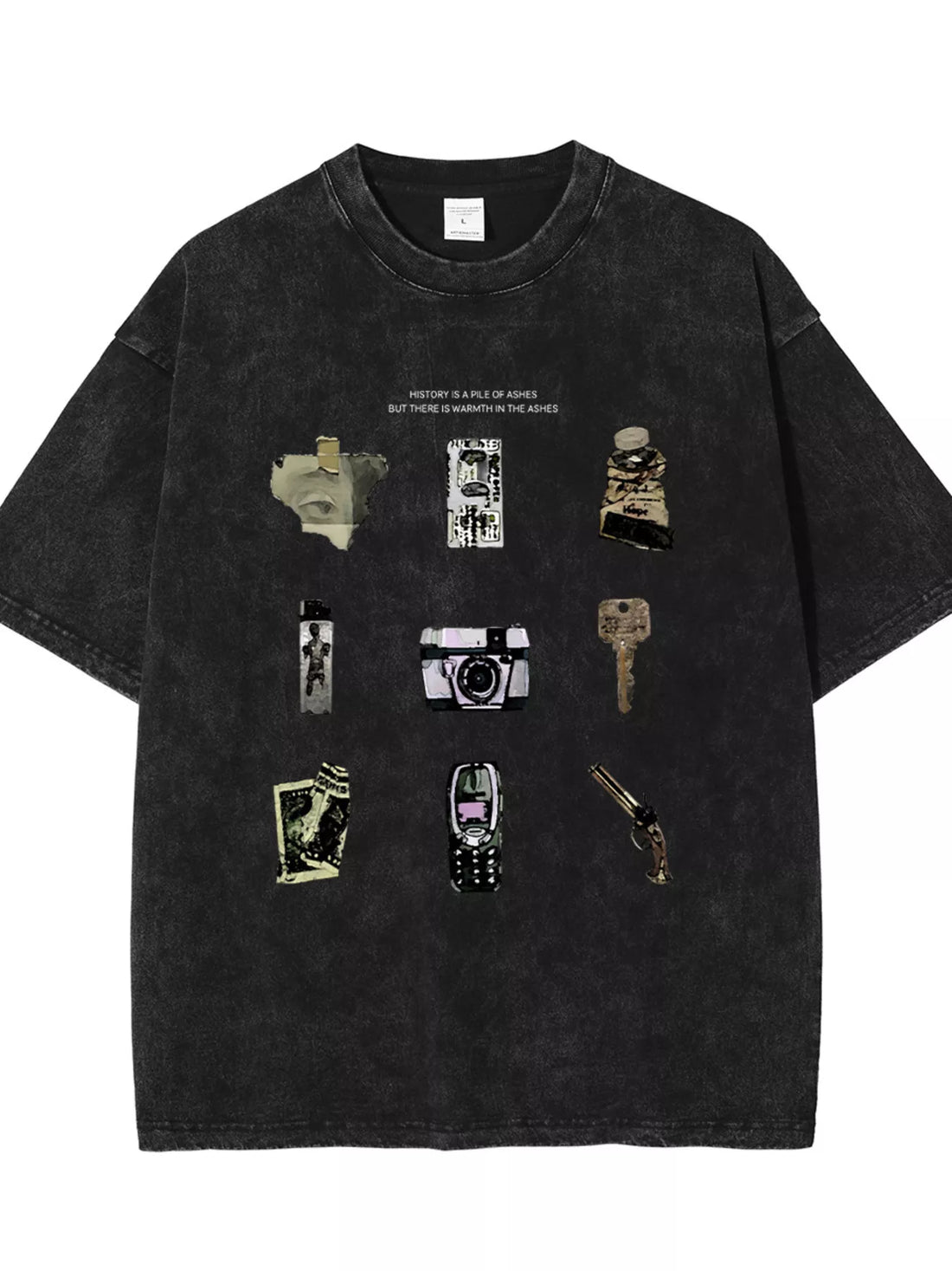 Men's Vintage Washed Graphic Round Neck T-Shirt - cas7m