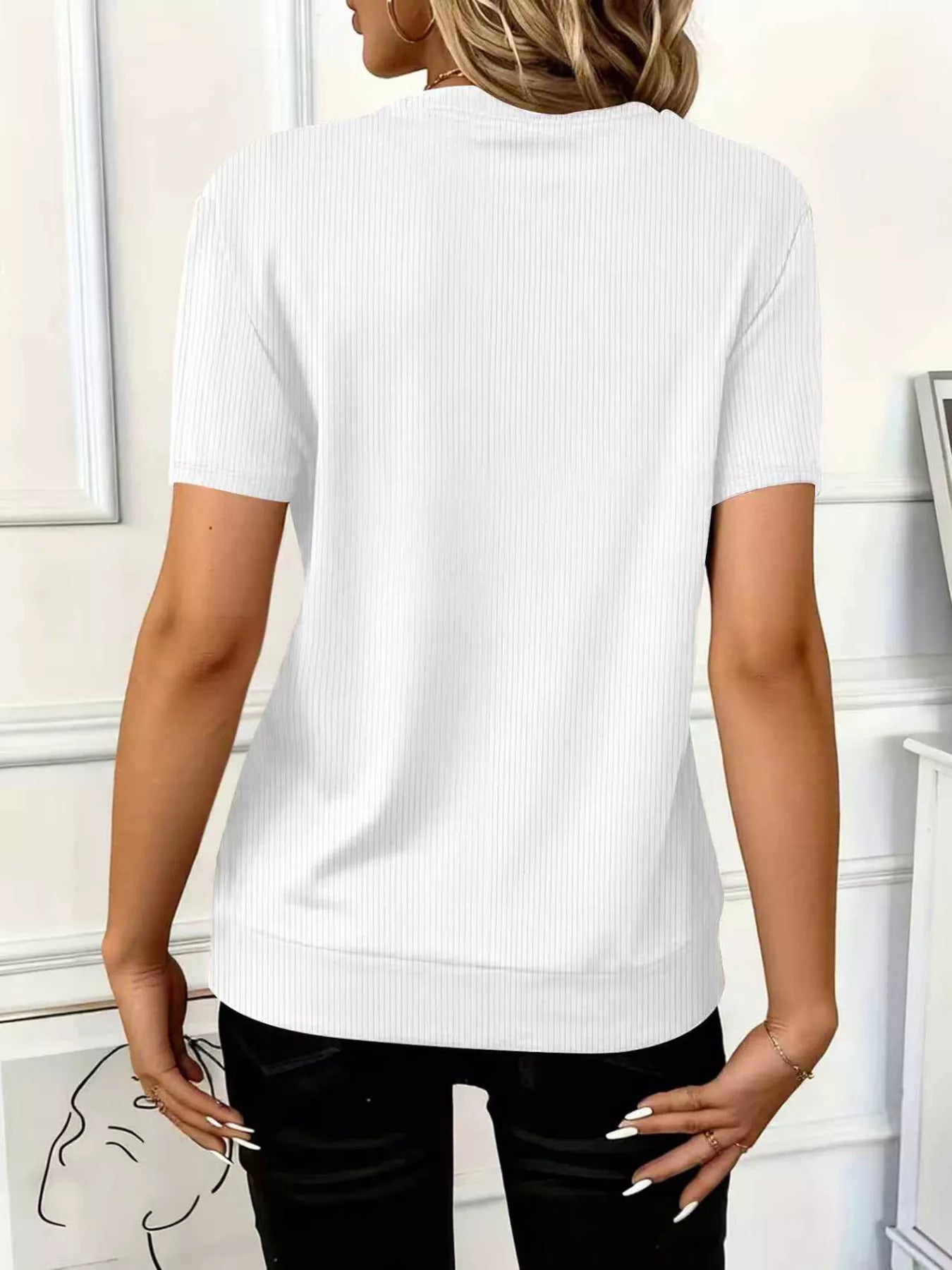 Half Zip Short Sleeve Top - cas7m