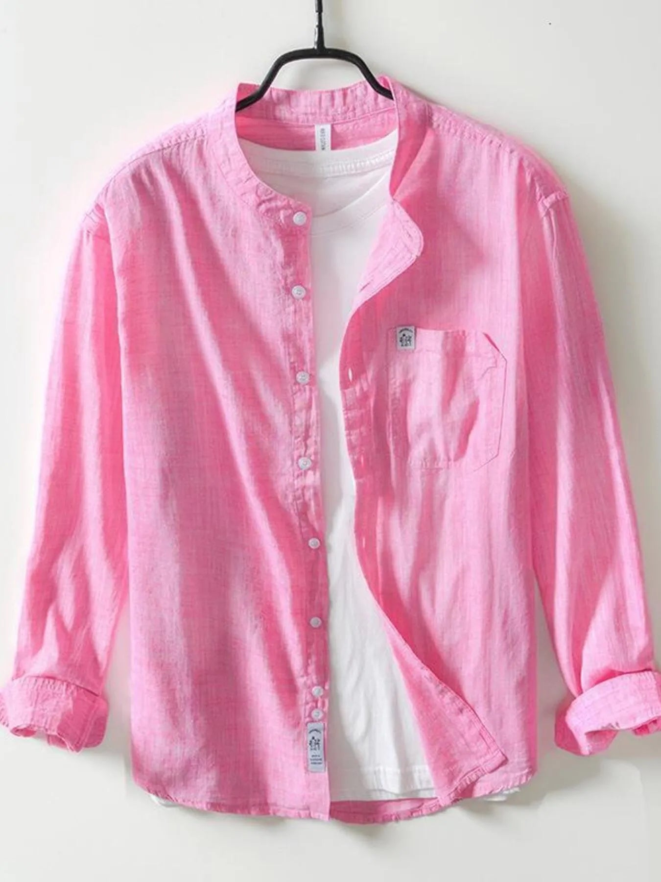 Men's Plus Size Button Up Long Sleeve Shirt - cas7m