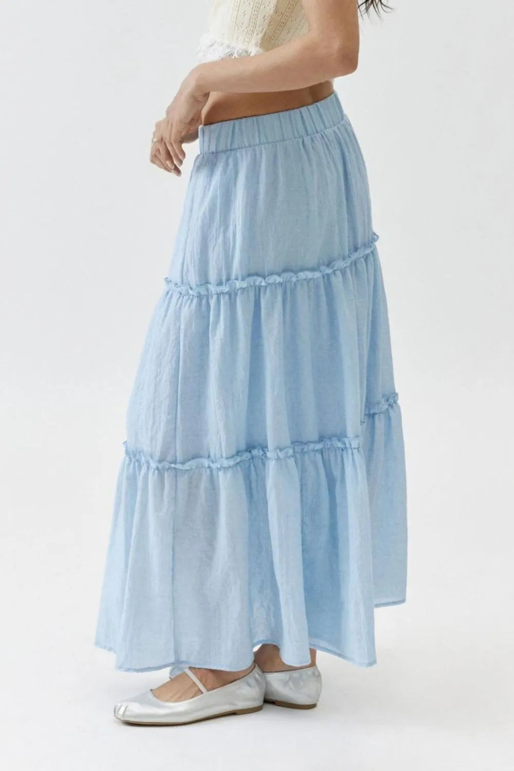 Frill Elastic Waist Skirt - cas7m