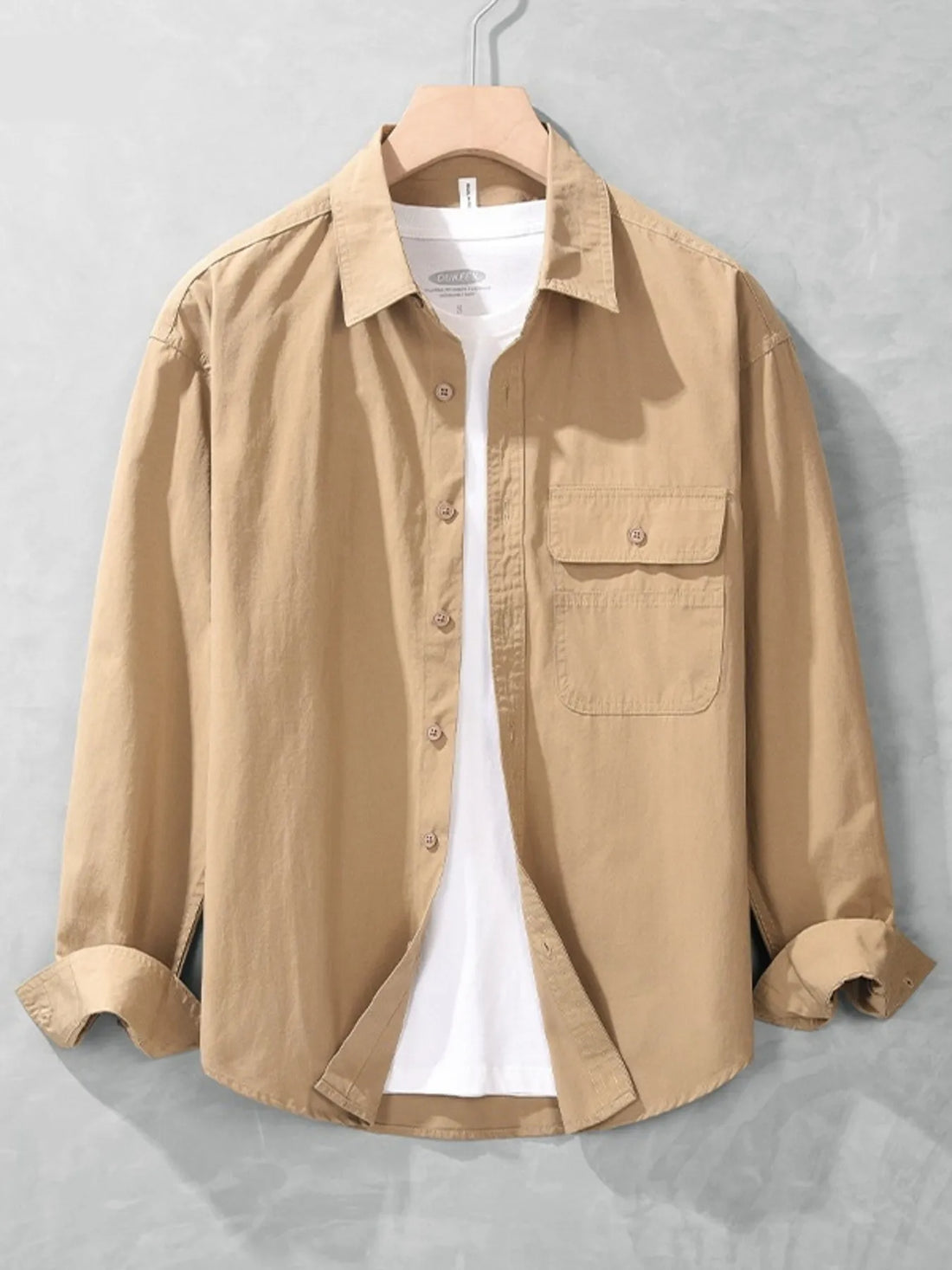 Men's Plus Size Button Up Long Sleeve Shirt - cas7m