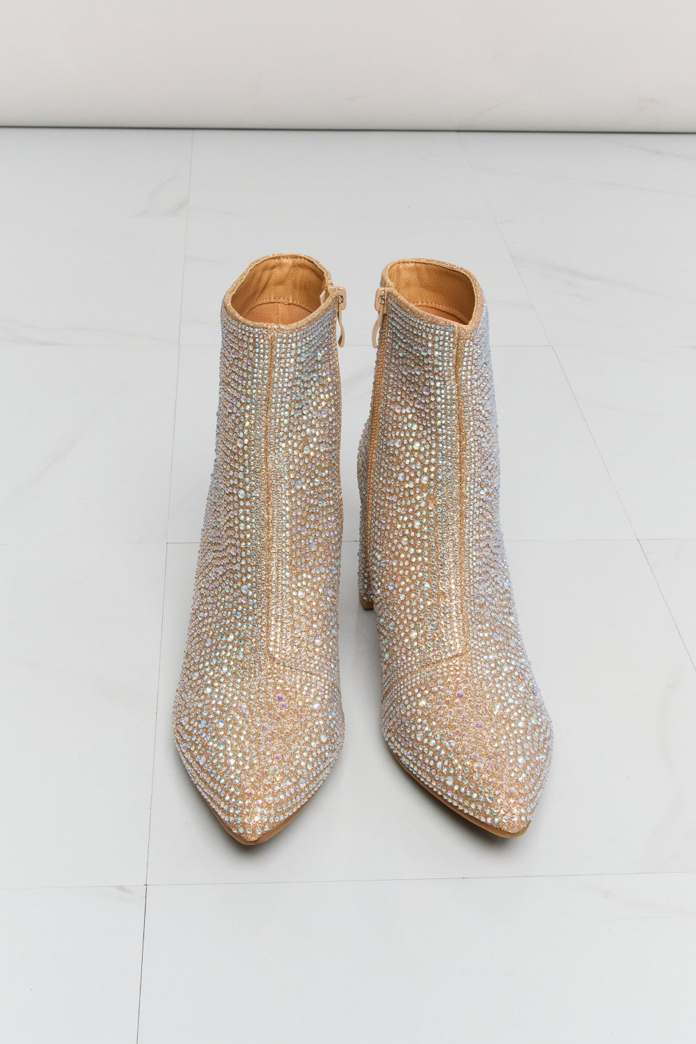 Forever Link Rhinestone Pointed Toe Booties - cas7m