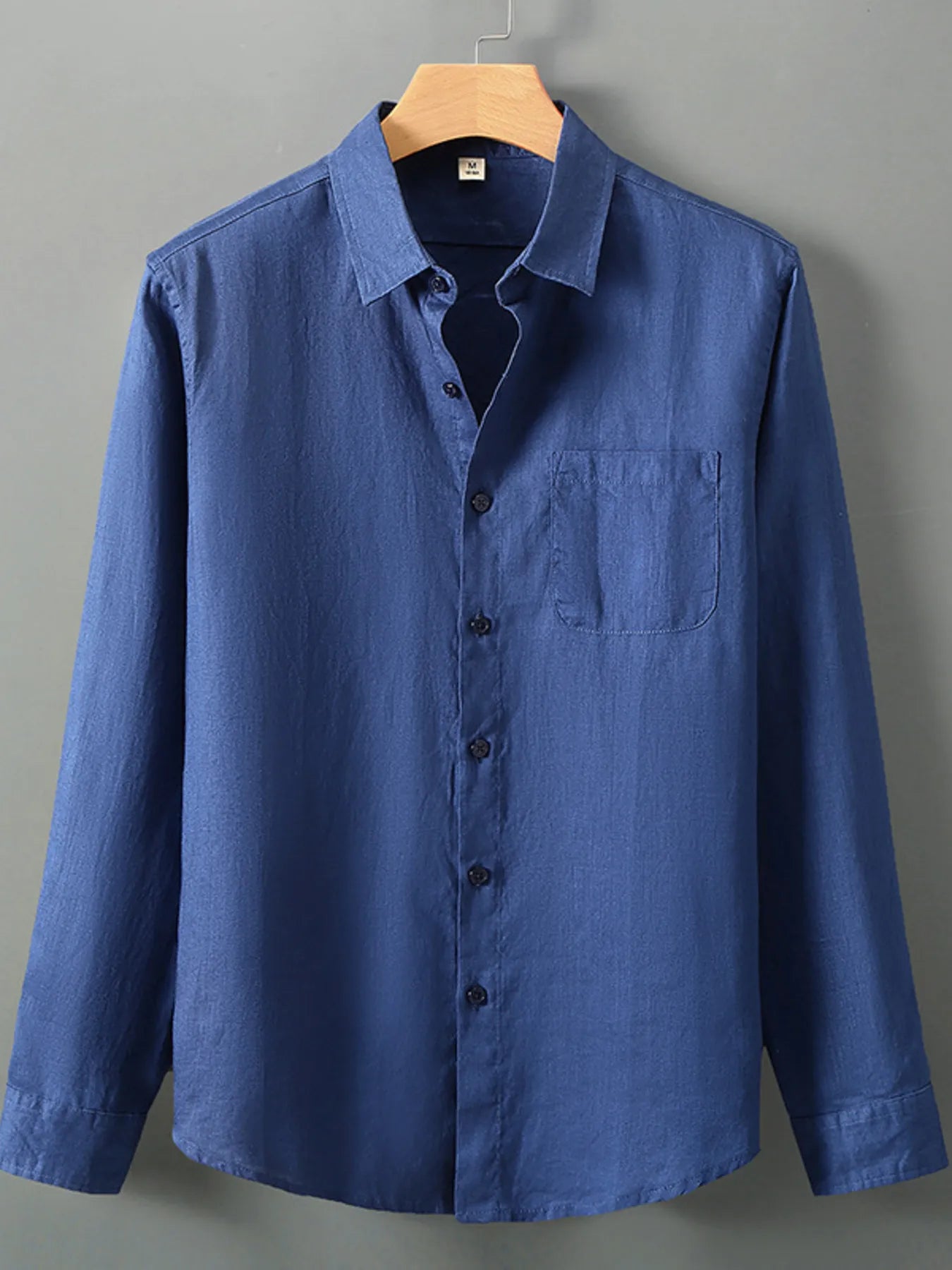 Men's Plus Size Long Sleeve Button-Up Shirt - cas7m