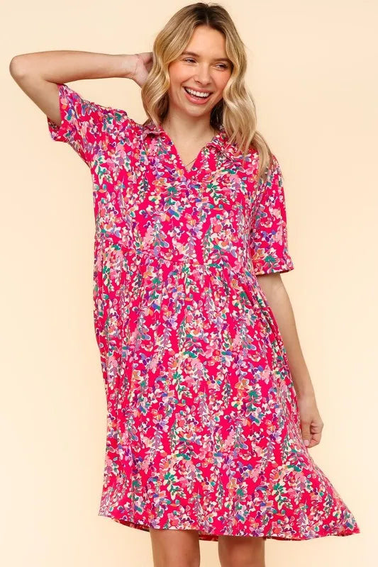 Haptics Johnny Collar Babydoll Dress with Side Pockets - cas7m