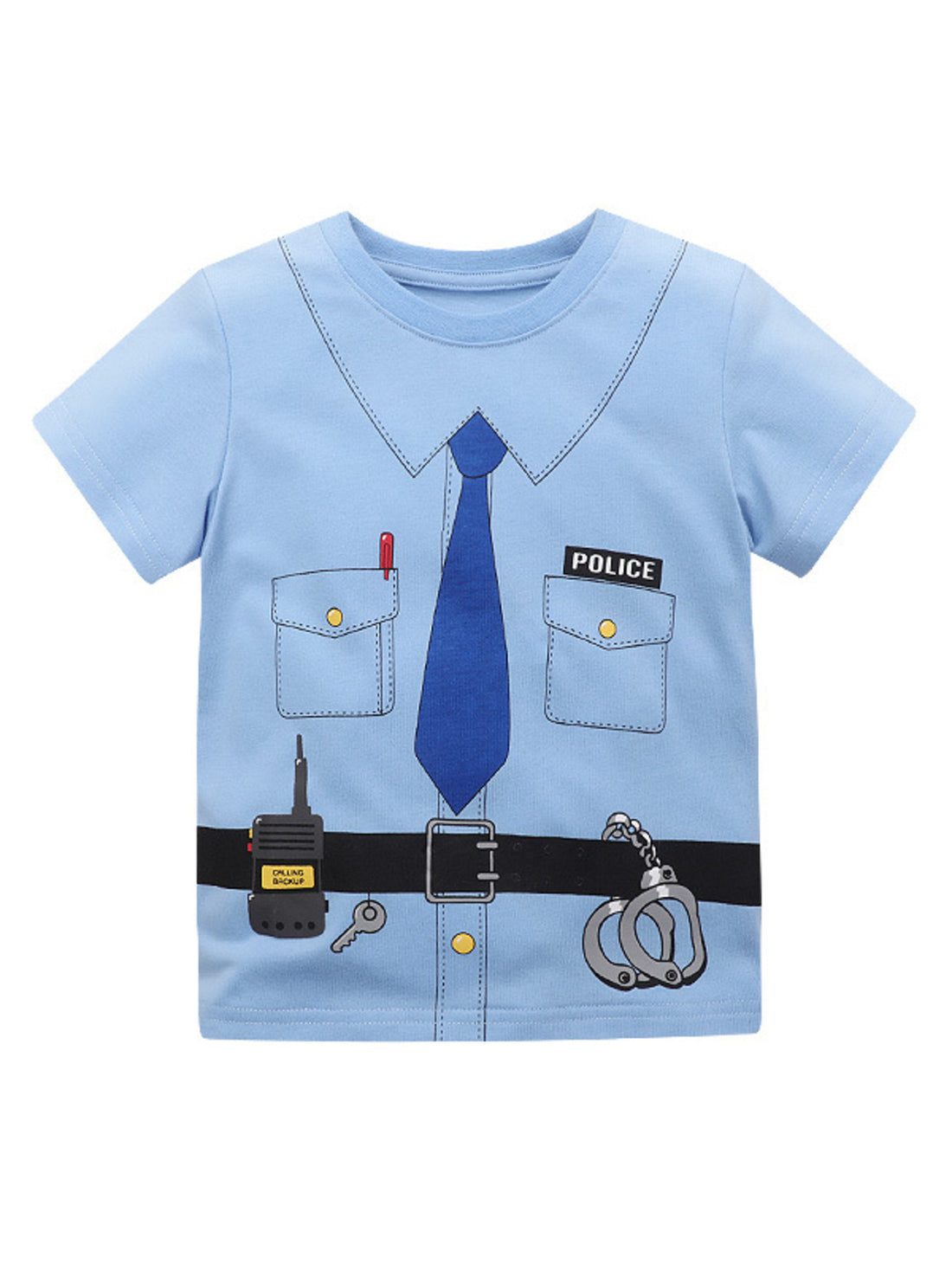 Children's Police Officer Graphic Short Sleeve T-Shirt - cas7m