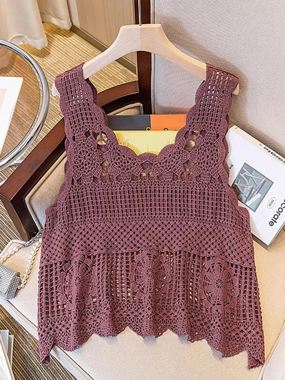 Openwork Scoop Neck Tank - cas7m