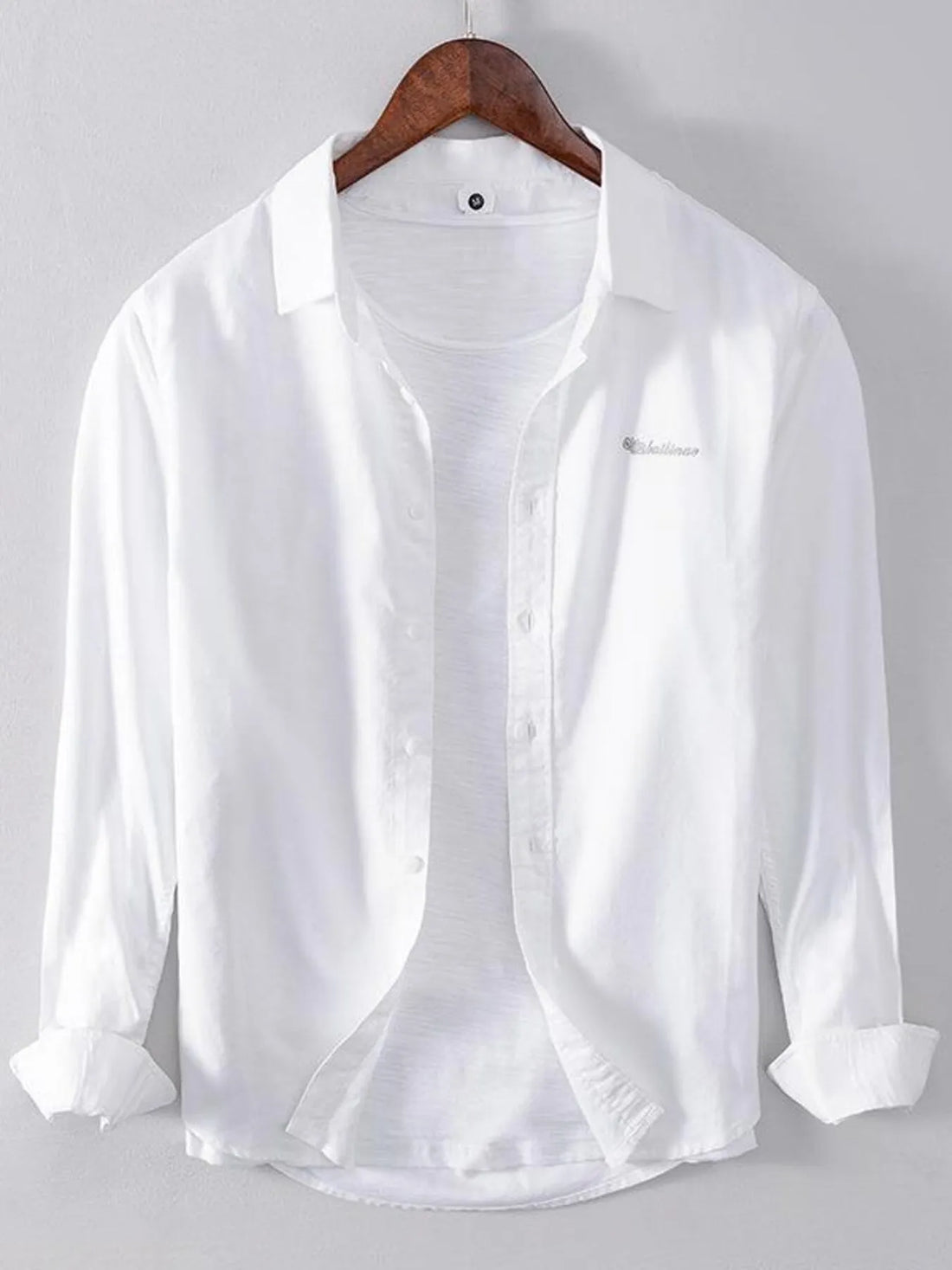 Men's Plus Size Button Up Long Sleeve Shirt - cas7m
