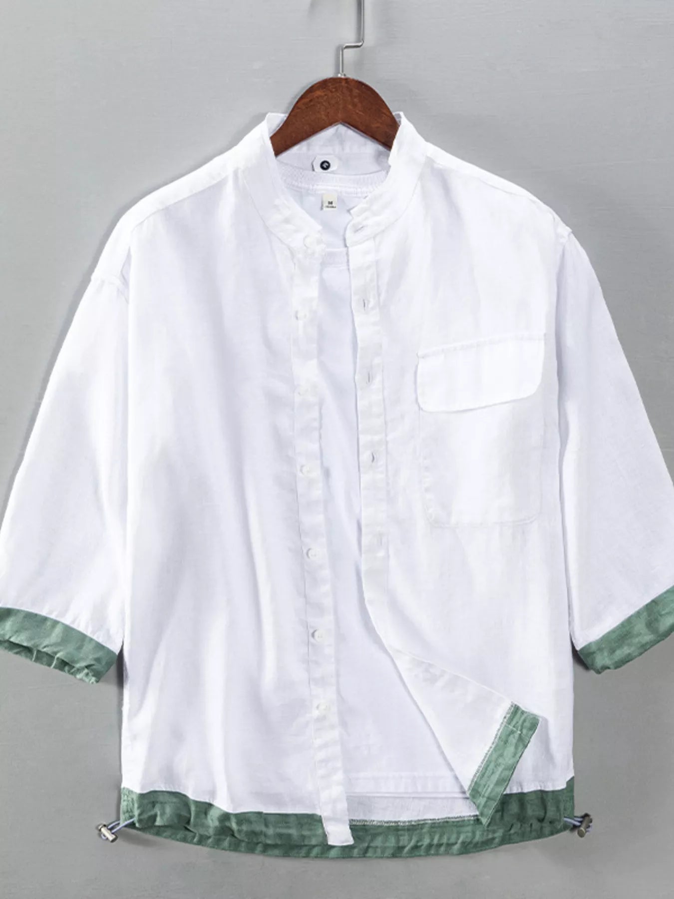 Men's Plus Size Casual Contrast Trim Half Sleeve Shirt - cas7m