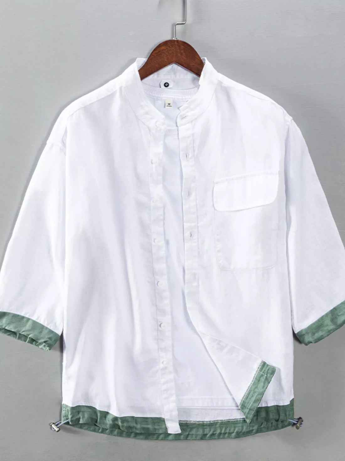 Men's Plus Size Casual Contrast Trim Half Sleeve Shirt - cas7m