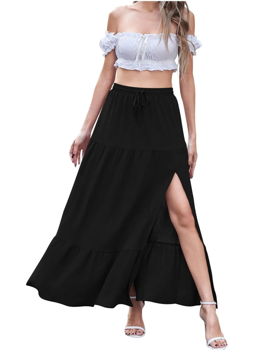 Full Size Slit Maxi Skirt Plus Size - cas7m