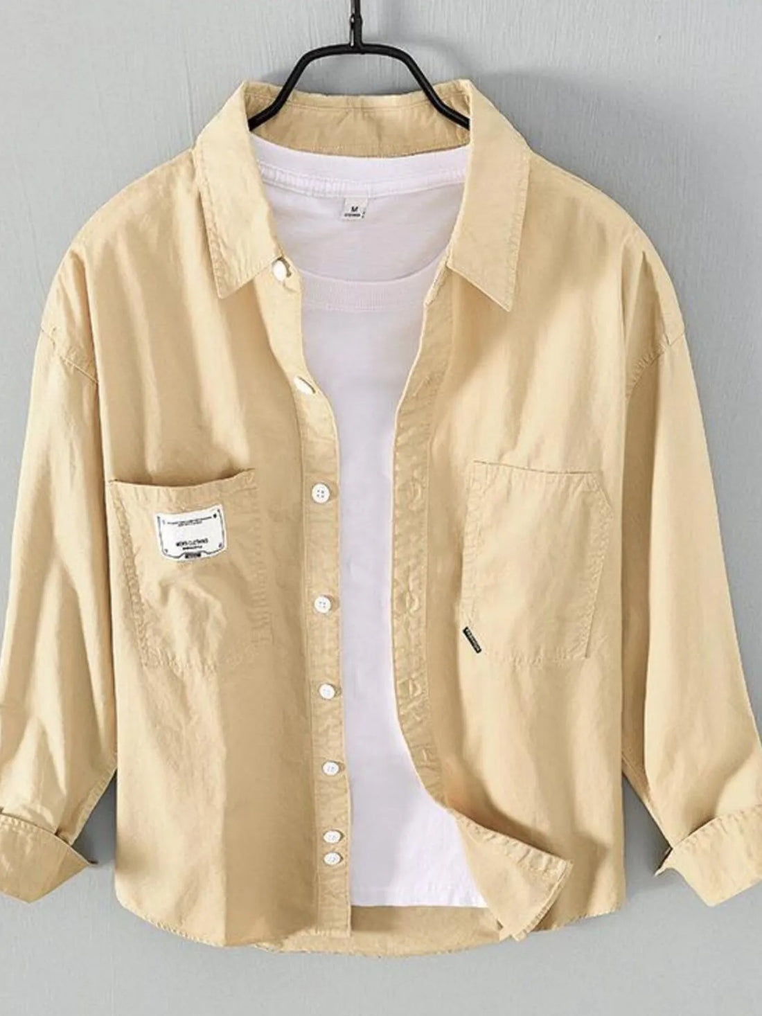 Men's Plus Size Button Up Long Sleeve Shirt - cas7m