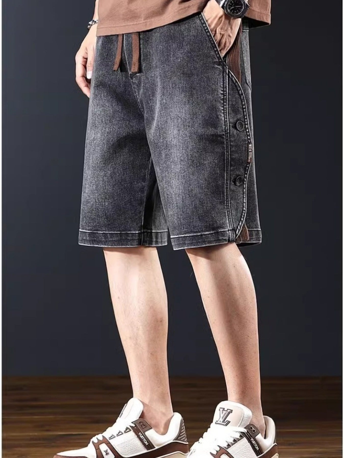 Men's Plus Size Wide Leg Denim Shorts - cas7m