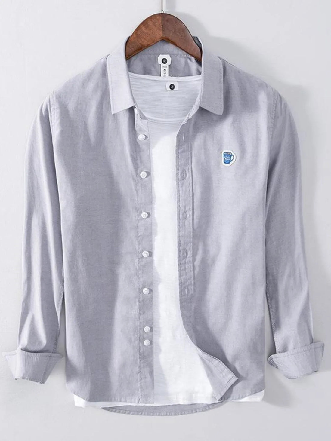 Men's Plus Size Button Up Long Sleeve Shirt - cas7m