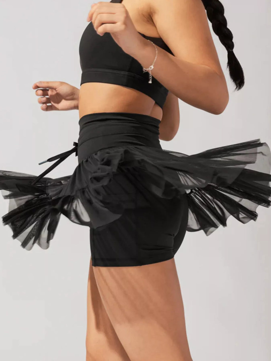 Tiered Skort with Drawstring - cas7m