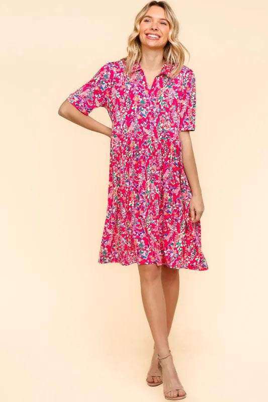 Haptics Johnny Collar Babydoll Dress with Side Pockets - cas7m